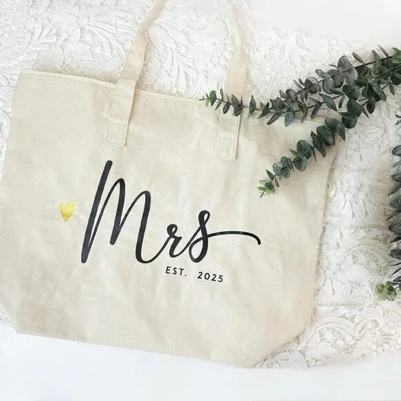 Bride tote bag Canvas 2025 Mrs. Bride Gift Wedding Engagement Bachelorette - Picture 6 of 9